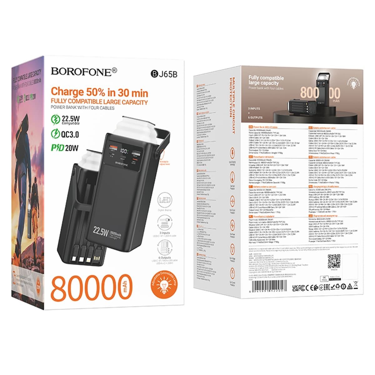 Powerbank Borofone BJ65B 80.000 mAh con Carga Rápida 22,5W
