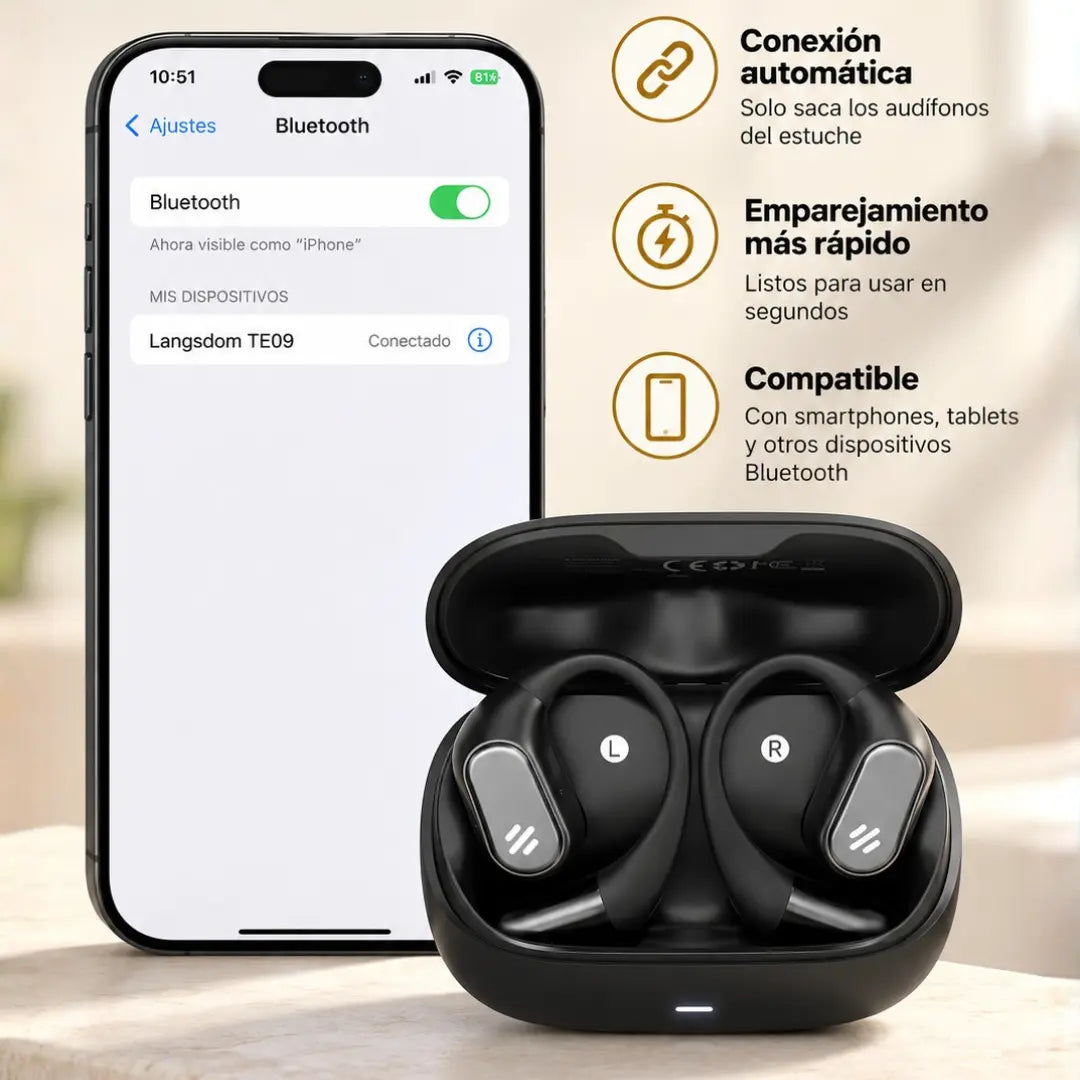 Audífonos Bluetooth Deportivos Langsdom TE09 Open Ear IPX5