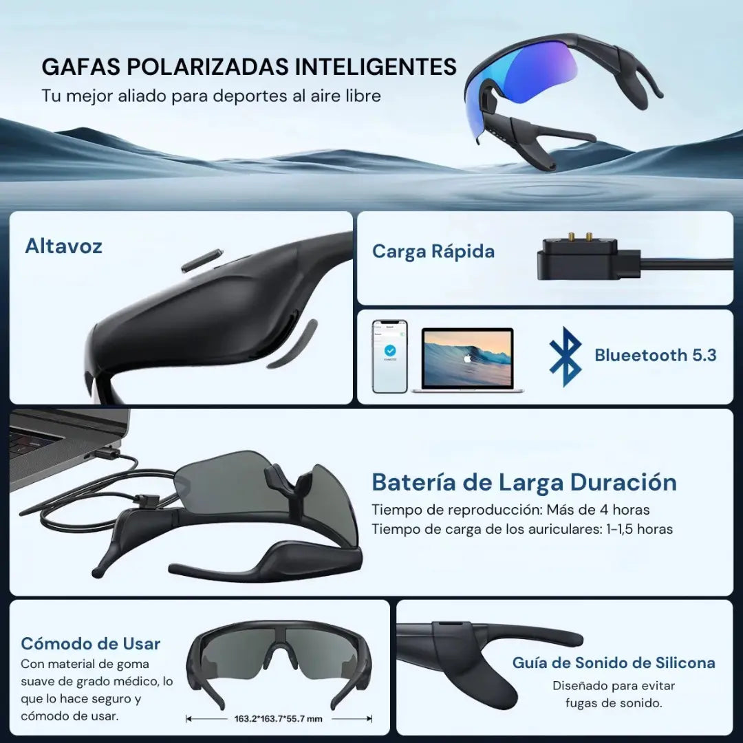 Lentes Inteligentes Bluetooth VEKOBY G120 | Polarizados UV400 para Ciclismo y Deporte
