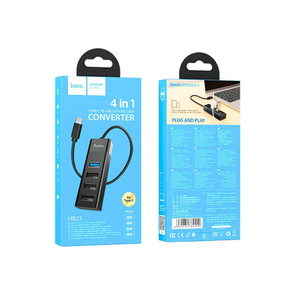 Adaptador HUB HOCO HB25 4 en 1 conexion USB-C