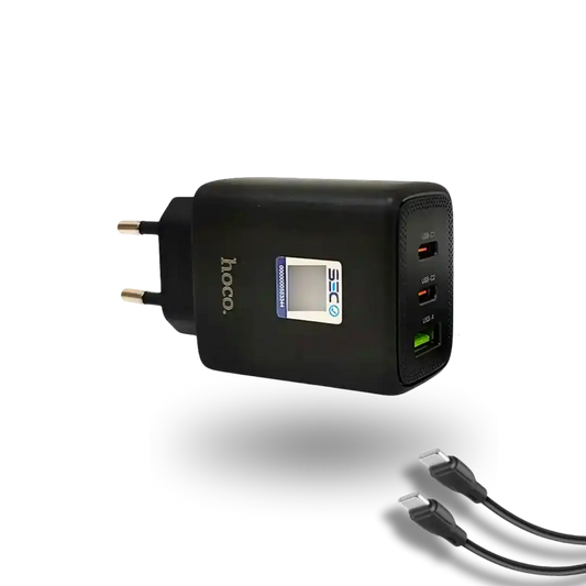 Cargador Carga Rápida Hoco Dc117 65w Tipo C + Cable Negro