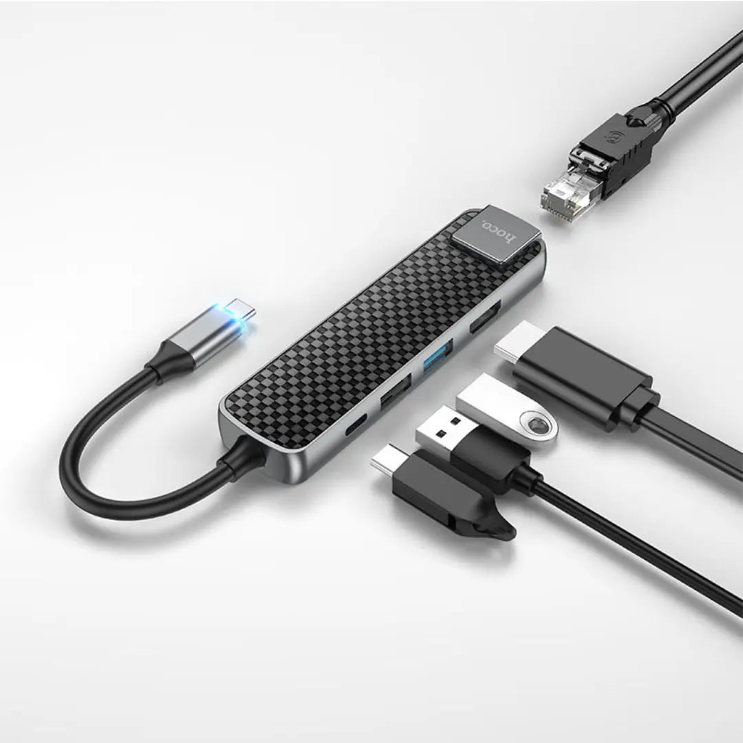 Hub Hoco HB23 USB-C A HDMI USB RJ45 PD 60W