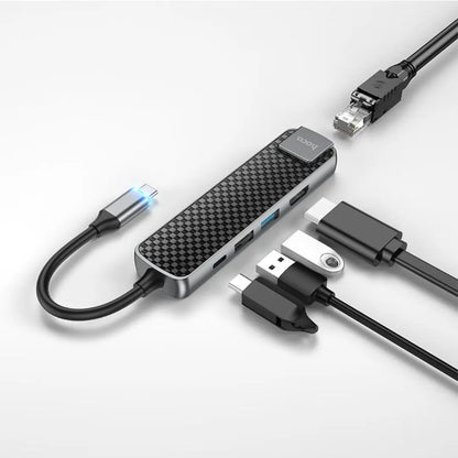 Hub Hoco HB23 USB-C A HDMI USB RJ45 PD 60W