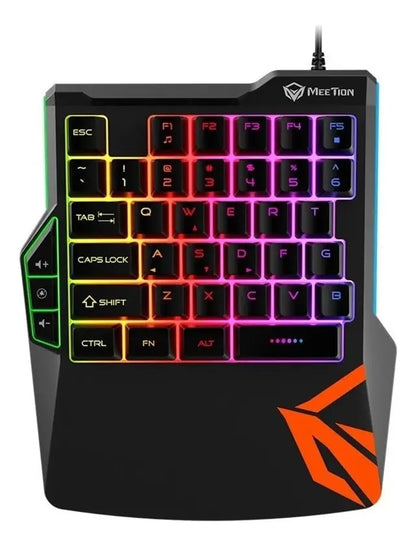 Teclado Gamer una mano Retroiluminado Meetion Pc Ps4 Teclado Negro