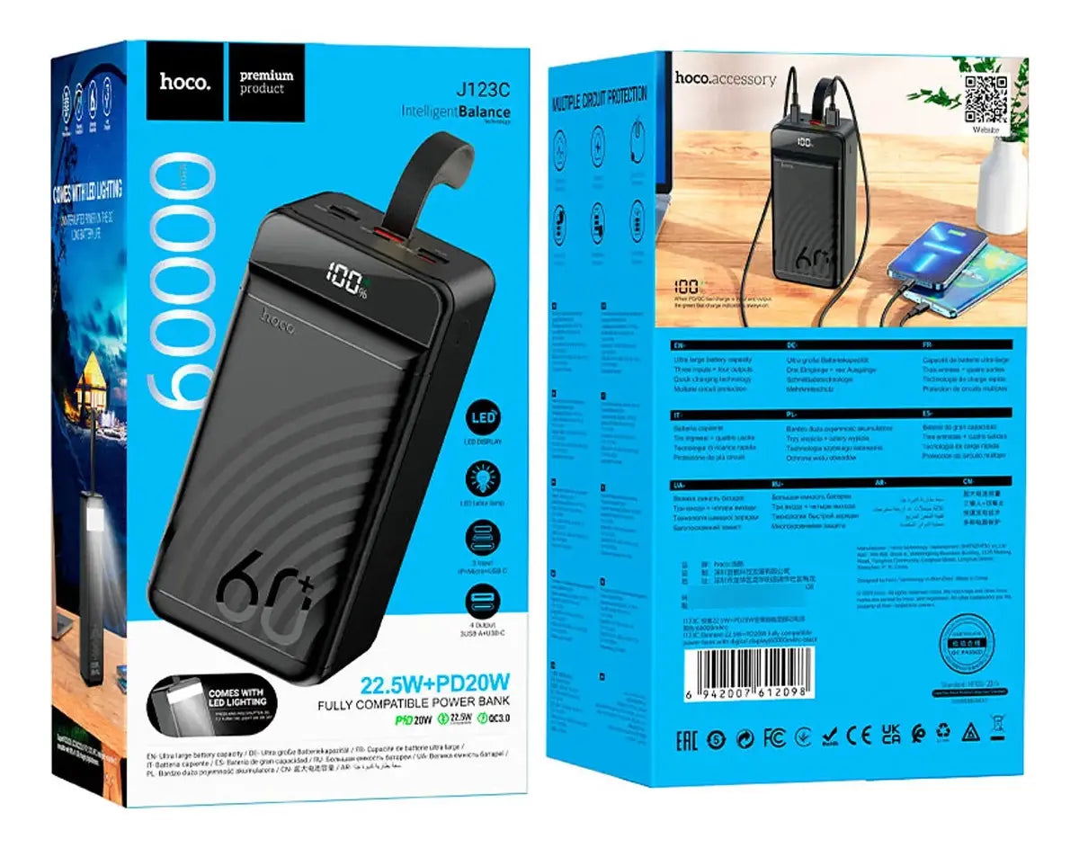 Powerbank Carga Rápida 22.5w Hoco J123c 60.000 Mah