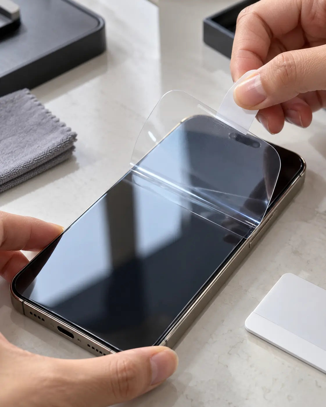 Lámina Hidrogel TPU Antigrasa Matte — Protección Flexible para Pantalla iPhone