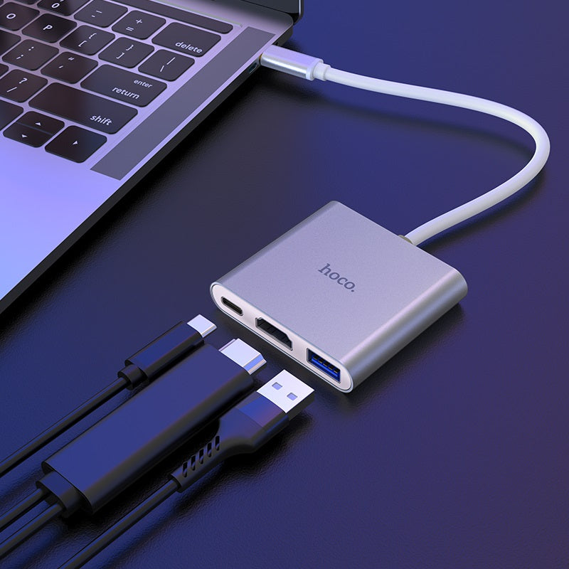 Hub Adaptador Typo-c A Usb3.0+hdmi+pd HOCO HB14