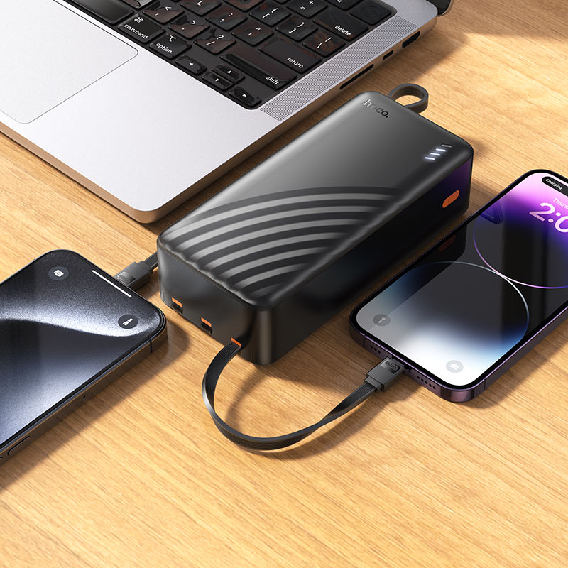 Powerbank Hoco J146b De 30.000 Mah Con 4 Cables Integrados