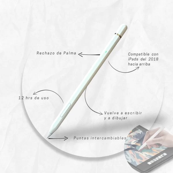 Lápiz Tactil para iPad 2018 a 2022 Stylus Pen Lightning - Imagen 2