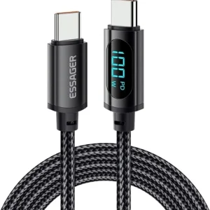 Cable Essager Tipo C a C con Pantalla led 100W Reforzado de 1m y 2m